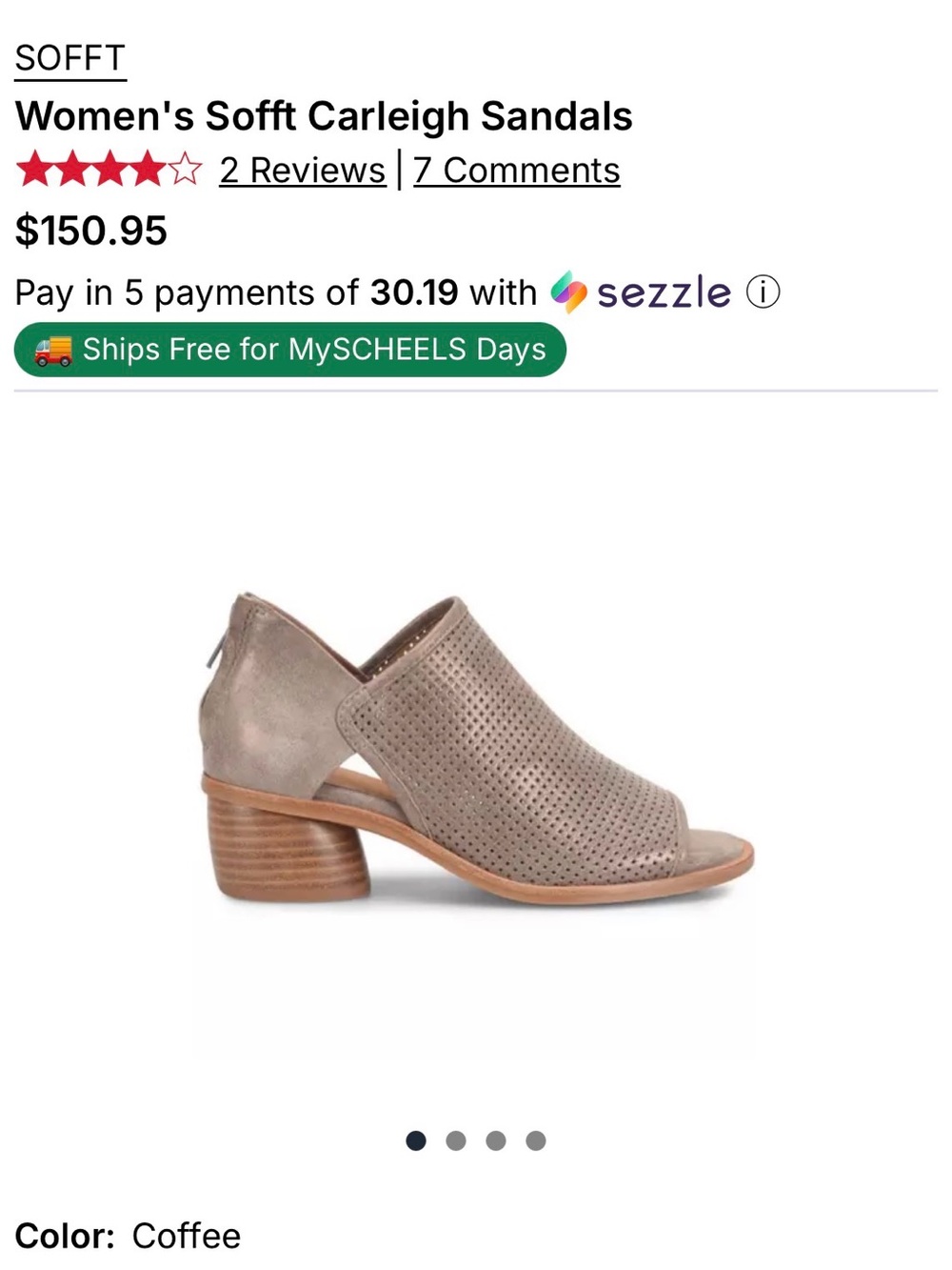 Sofft Carleigh Perforated 2” Heel Bootie/Sandals Size 6.5 - Picture 9 of 9